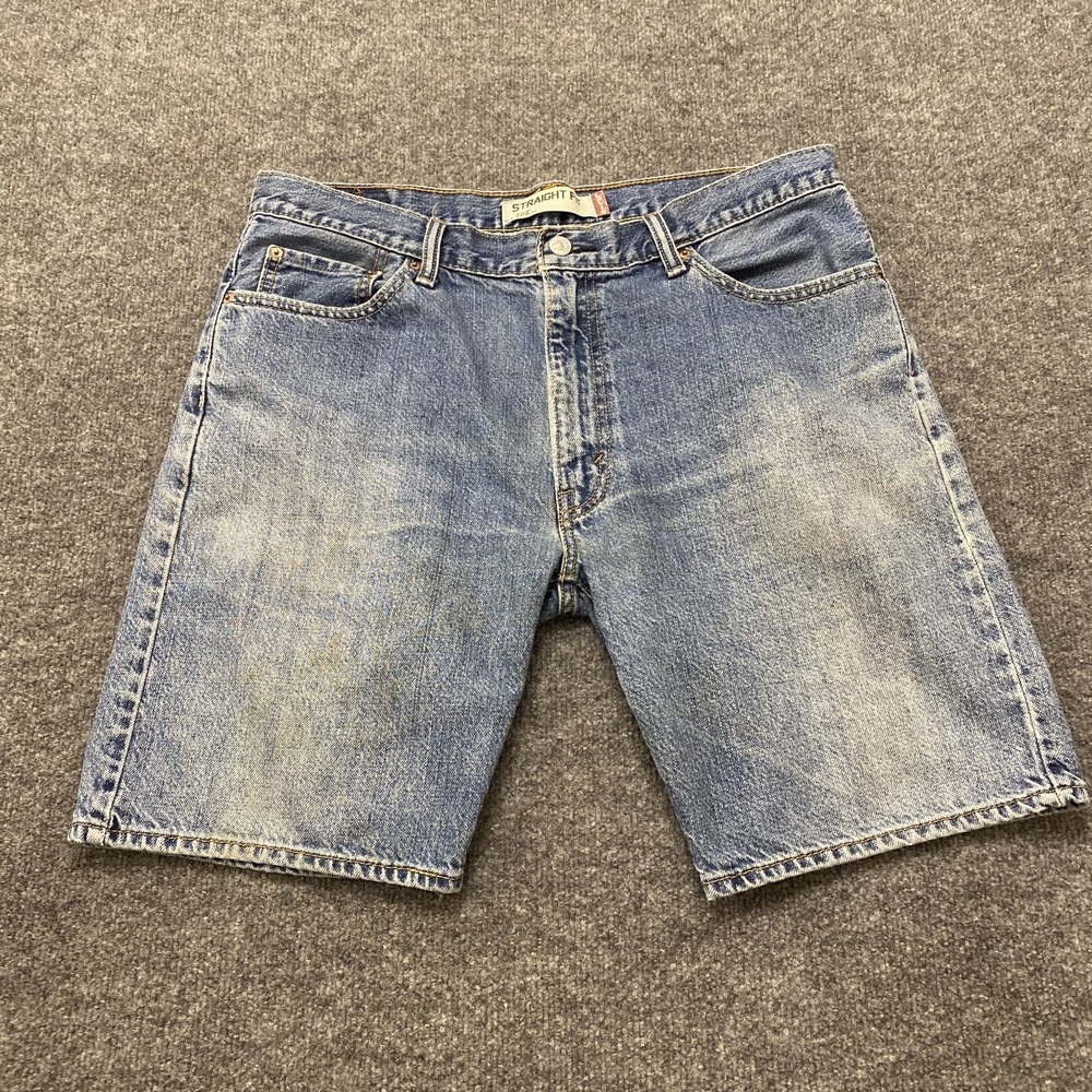 Vintage Y2K Levis 505 Straight Fit Jean Shorts Mens 36 Faded Distressed Jorts